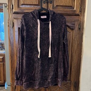GUC! Zenana long sleeve hoodie, black distressed dye purple Size S